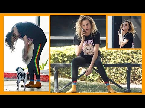 Cara Delevingne Appears Disheveled and Jittery At Airport In Socks