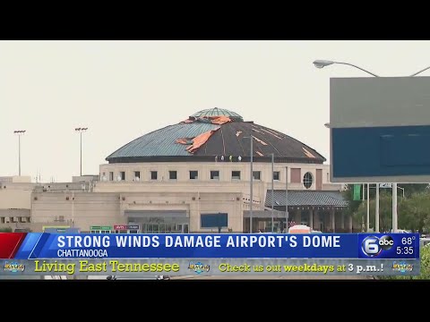 Strong winds damage Chattanooga airport dome, force emergency landing