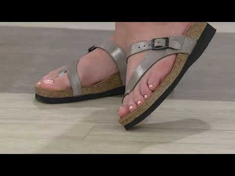 Naot Leather Toe-Loop Slide Sandals - Tahoe on QVC