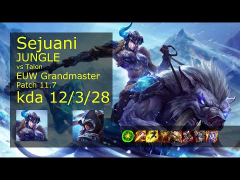 Sejuani Jungle vs Talon - EUW Grandmaster 12/3/28 Patch 11.7 Gameplay