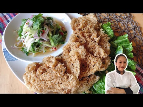 Thai Style Salad  • Crispy Fish With Green Mango Salad • Yum Pla Foo |ThaiChef Food