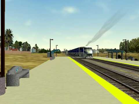 Amtrak 763 zooms by Calsbad pont.