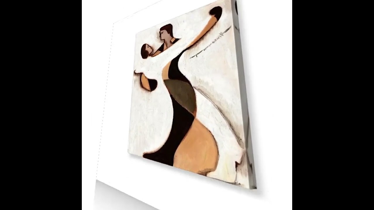 Abstract Man and Woman Dancing Canvas Art Print - Tommervik Paintings