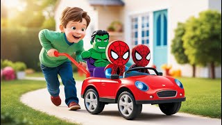 Gabriel levando Hulk e Homem aranha para dirigir seu carro