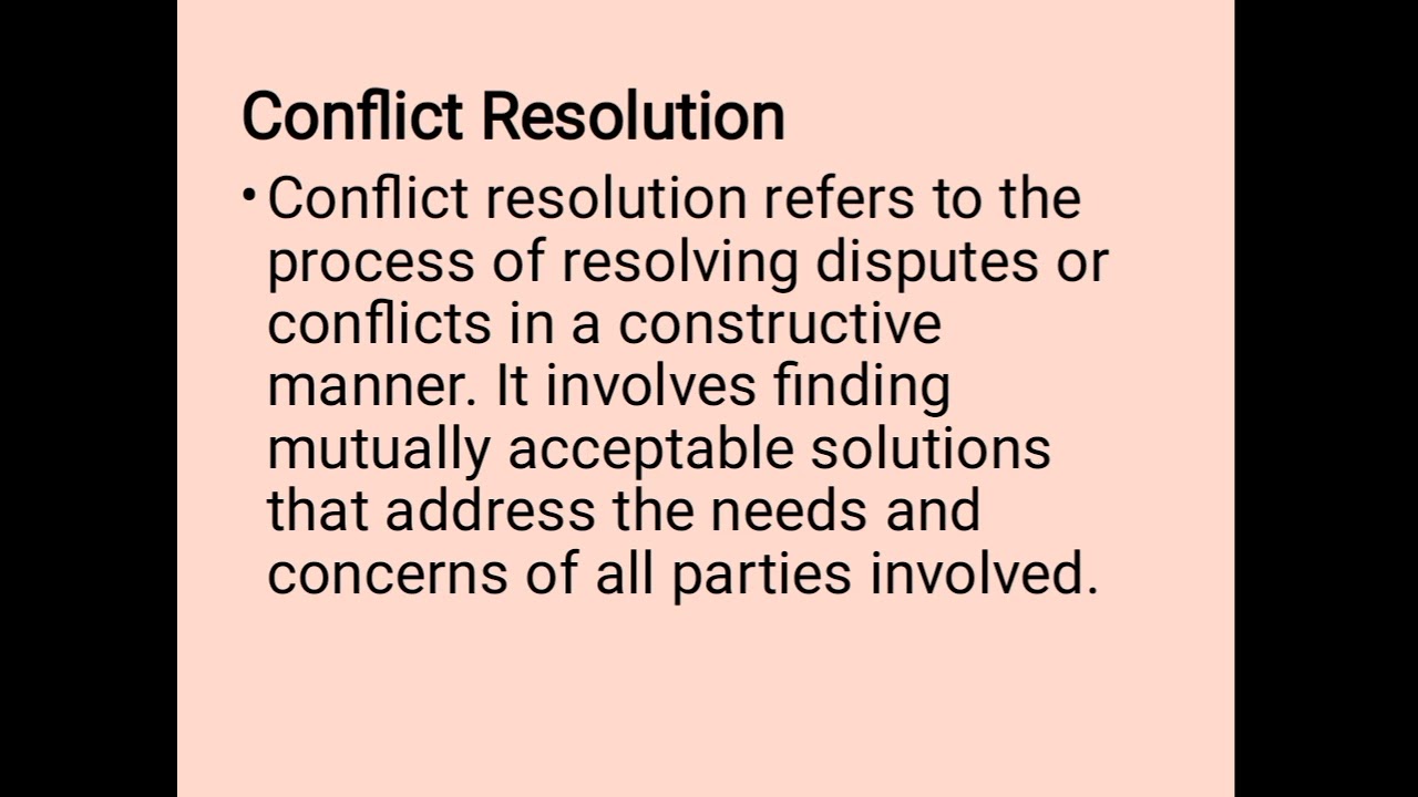 The Theory and Practice of Peace Building and Conflict Resolution part 1: Definition and Concept