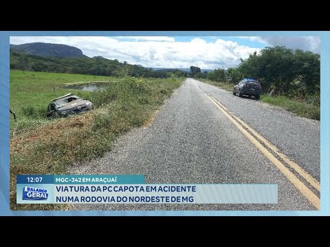 MGC-342 em Araçuaí: Viatura da Polícia Civil Capota em Acidente numa Rodovia do Nordeste de MG.