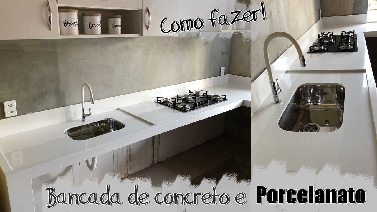 COMO FIZEMOS A BANCADA/PIA DE CONCRETO E PORCELANATO PELA PRIMEIRA VEZ