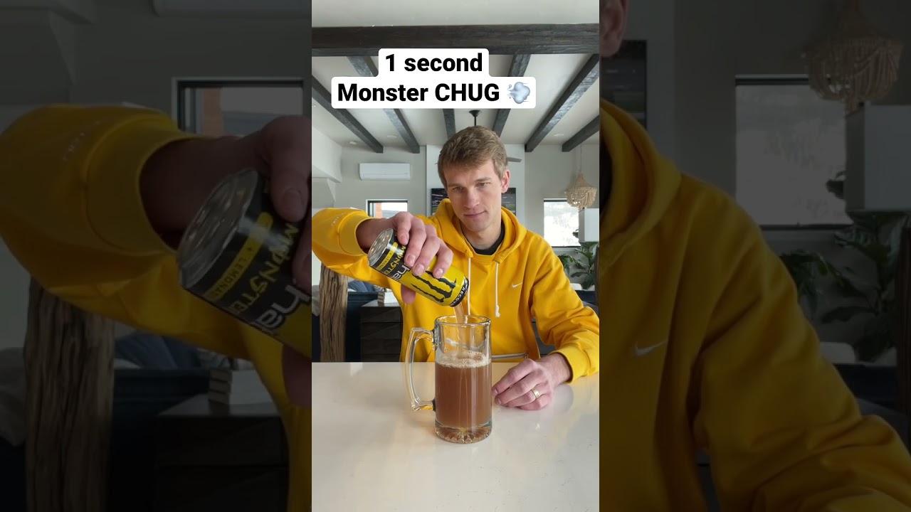 Breaking records: Fastest Monster Energy Drink chug ever! #chugging #drinking #monsterenergy