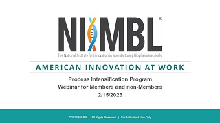 NIIMBL Process Intensification Program (February 15, 2023)