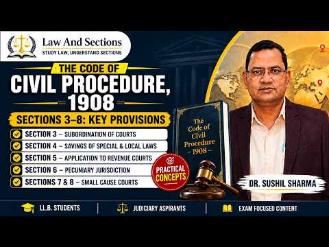 Lecture 8: CPC Sections 5 to 8 Explained | Revenue Courts, Pecuniary & Small Cause Courts | CPC 1908