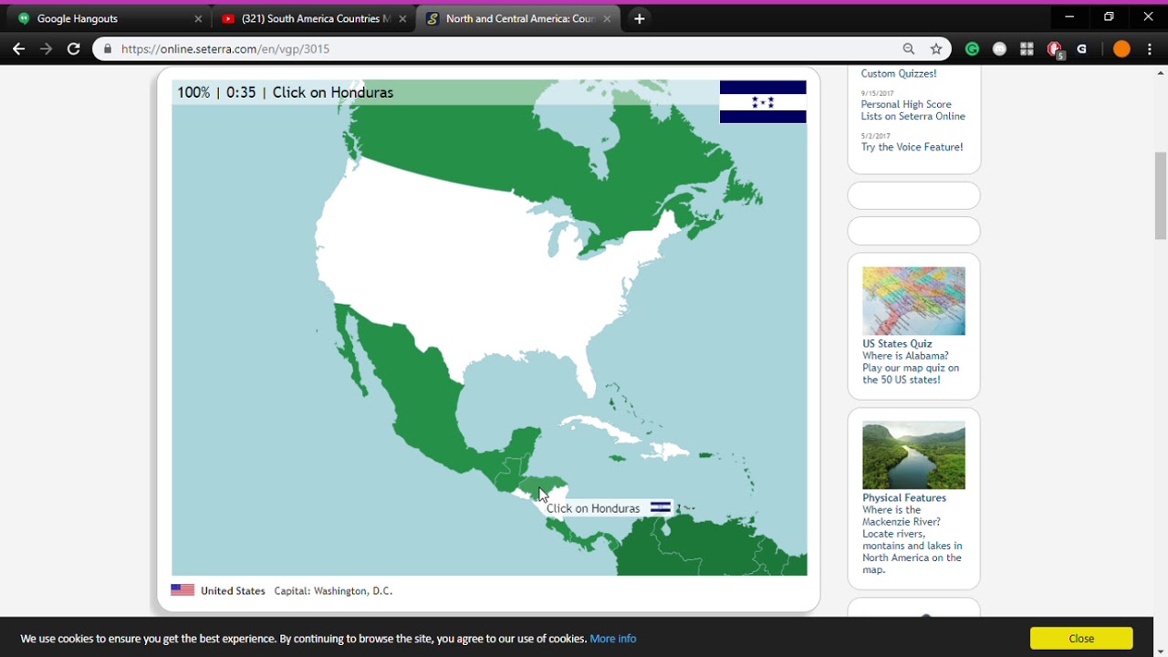 North and Central America  Countries   Map Quiz Game