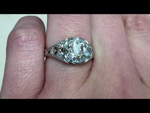 2.41ct Old European Cut Diamond Engagement Ring - Moreland Ring. Circa 1940 - Hand Video