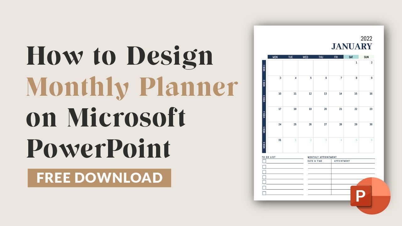 How to design monthly planner on Microsoft PowerPoint | Easy Printable Design