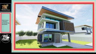 two storey residential building ( 6.80 x 6.00 )Meters. House Dimension.