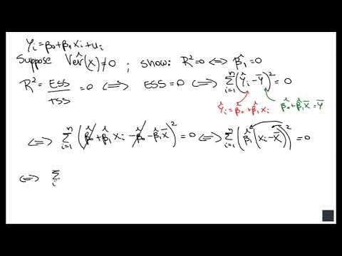 Proof that R squared is 0 if slope b1 is 0 (R2=0 iff b1=0)