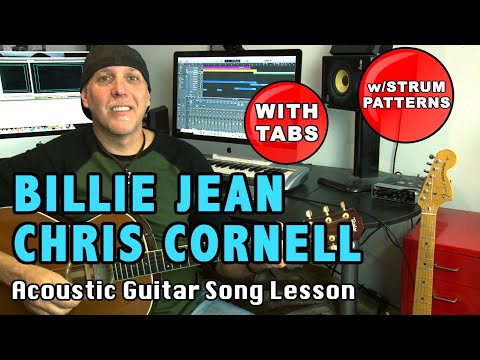 Learn Chris Cornell Billie Jean acoustic guitar lesson with strums & tabs
