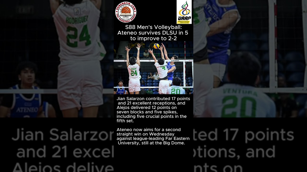 UAAP Men's Volleyball:  Ateneo dodges upset bid of DLSU to win in 5 sets