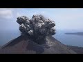 Krakatau volcano - spectacular explosions at day and night