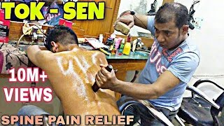 Spine pain relief Tok Sen massage therapy with lots of cracking | Indian ASMR