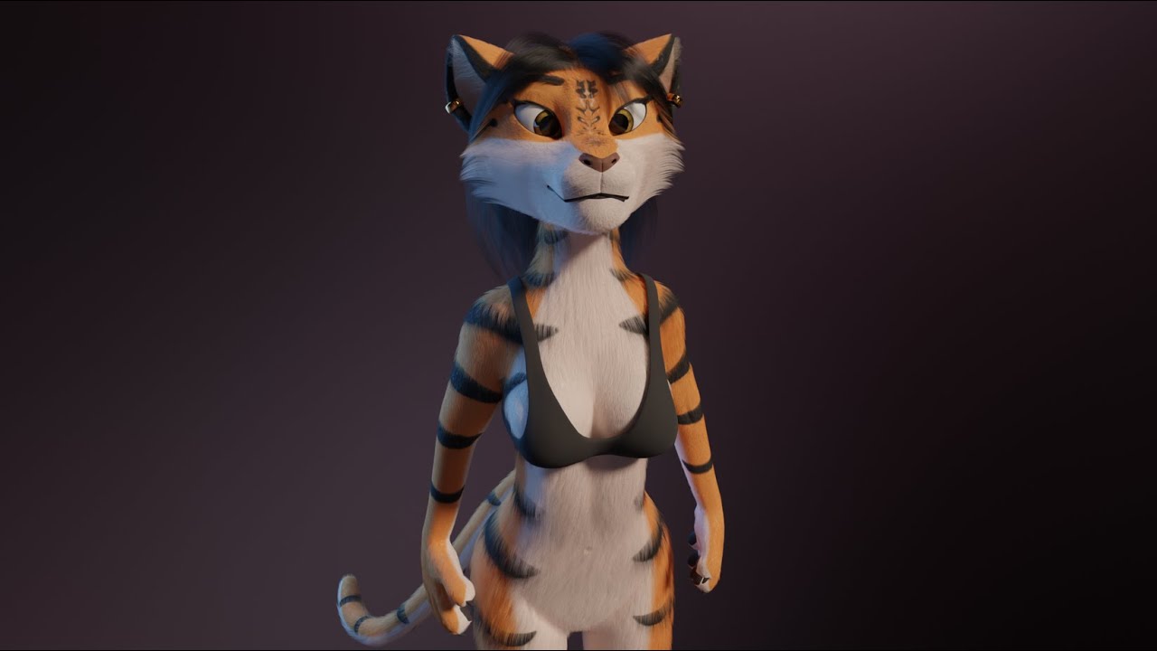 Rebecca Anthro Tiger 3D Model