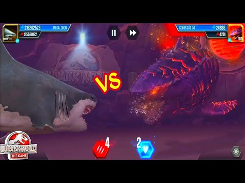 MEGALODON LEVEL 9999 VS  COLOSSUS 04 (BOSS EVENT) | JURASSIC WORLD THE GAME