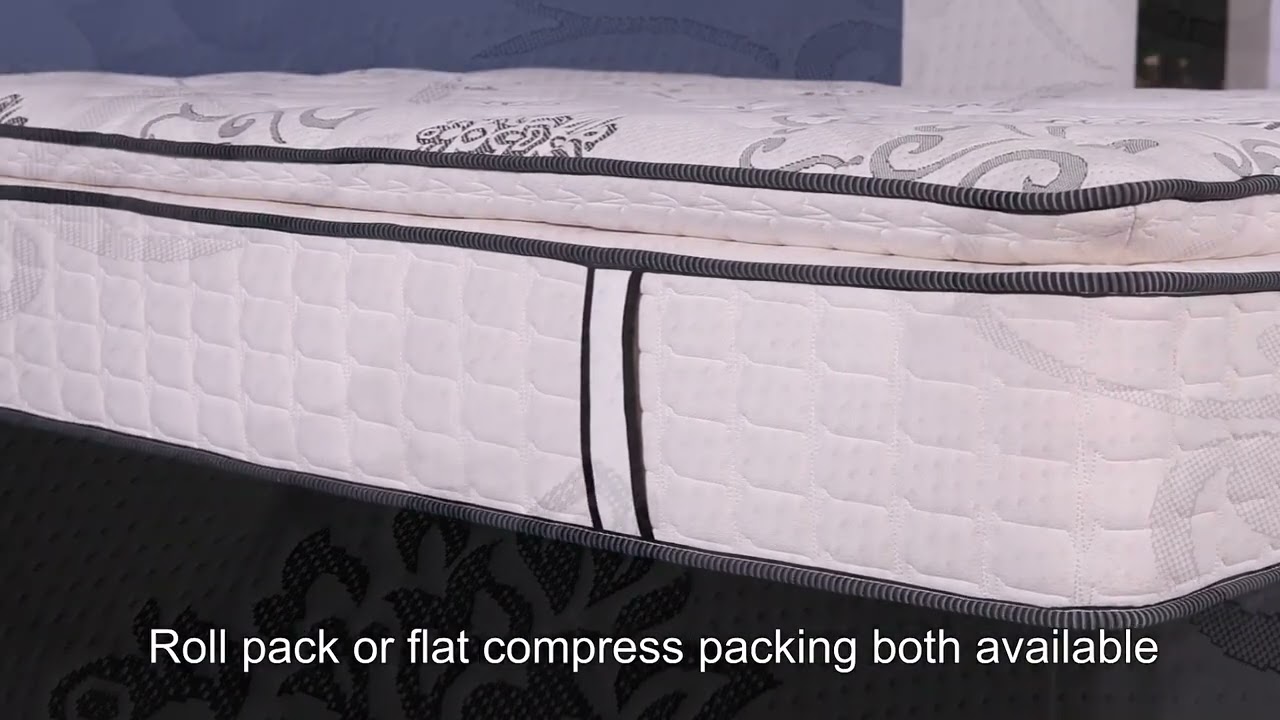 12 inch Plush pillow top pocket spring mattress for home and hotel use
