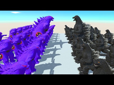 VIOLET DEADPOOL GODZILLA 2014 VS HEISEI GODZILLA DEATH RUN -Animal Revolt Battle Simulator