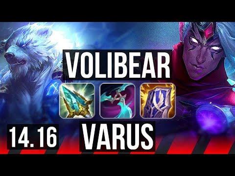 VOLIBEAR vs VARUS (TOP) | 8/0/0, 65% winrate, 6 solo kills, Legendary | EUW Master | 14.16