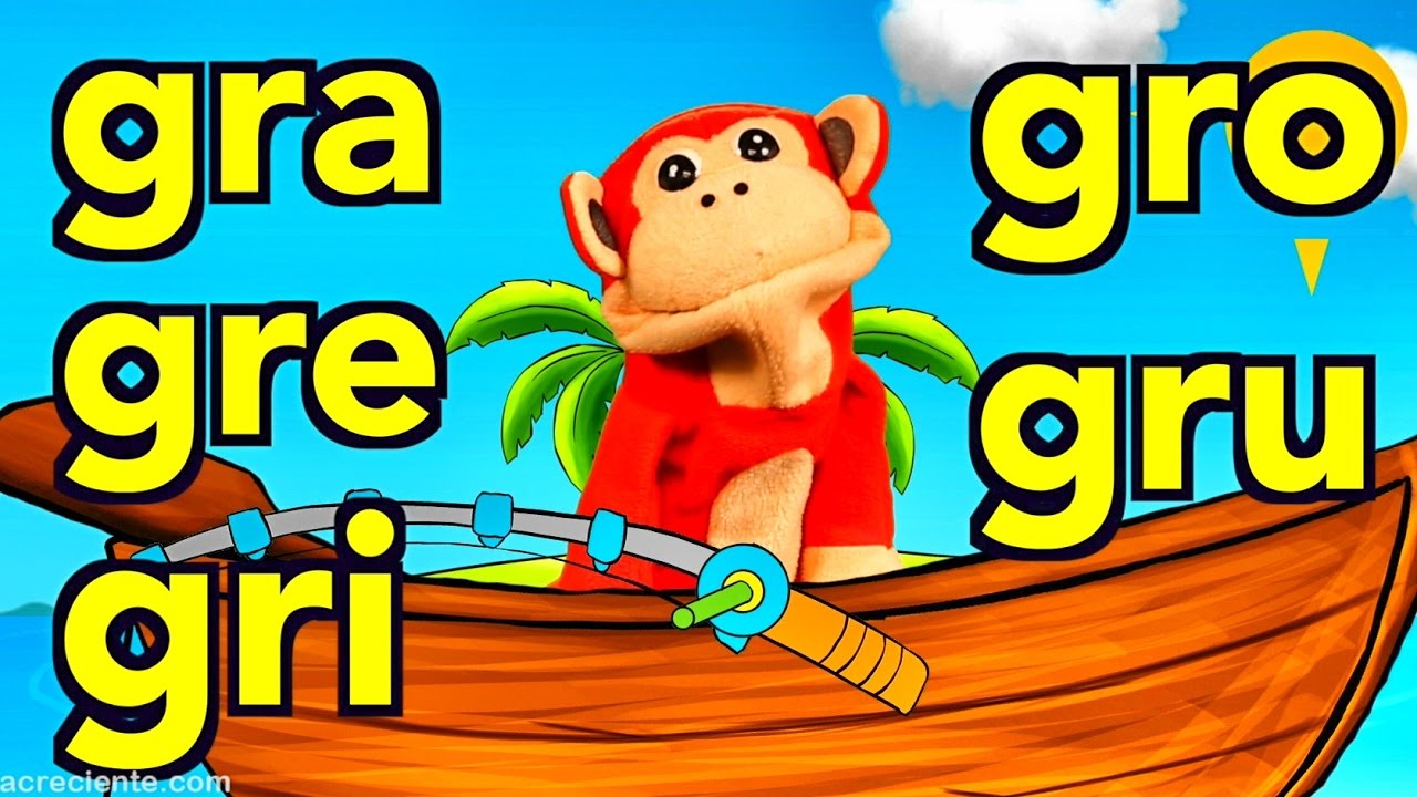 Sílabas gra gre gri gro gru - El Mono Sílabo - Videos Infantiles - Educación para Niños #