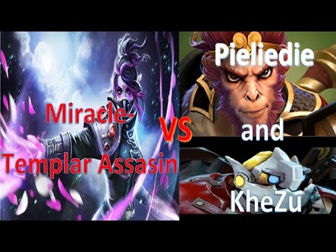 Miracle- (Templar Assasin) Vs Pieliedie (Monkey king) + KheZu (Clockwerk)