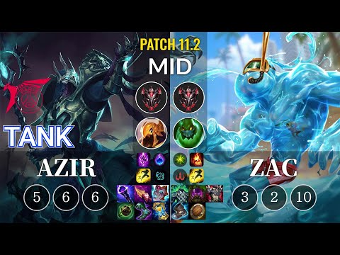 TLN Tank Azir vs Zac Mid - KR Patch 11.2
