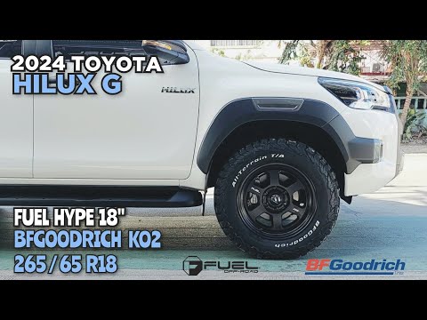 Fuel Hype 18\" wrapped with BFGoodrich ko2 265/65 R18 on 2024 Toyota Hilux G @ RNH Tire Supply