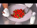 Strawberry Ice Cream ASMR How To Make Fresh Strawberries To Ice Cream Rolls Street Food Style