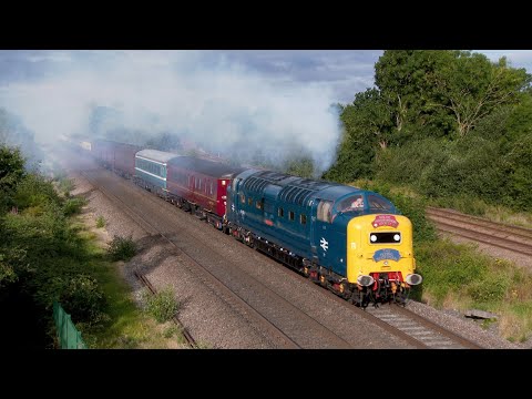 55009 Alycidon hauls the Capital Deltic Reprise - See the Deltic ROAR and CLAG away from Willington
