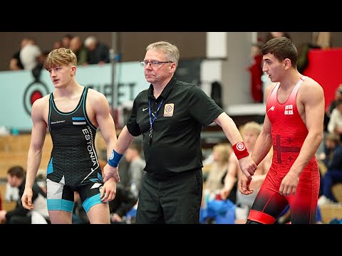 Akop Pogosyan (GEO) vs Rene Talts (EST) 61kg. Freestyle men wrestling.