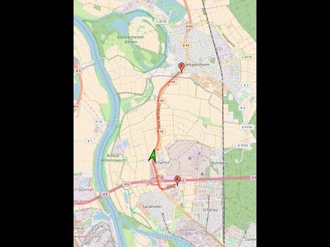Autofahrt im Ried (MA/HP): Mannheim-Sandhofen(BW) ---:--- Lampertheim(HE)