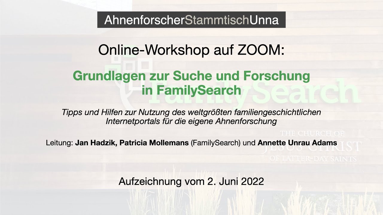Grundlagen Suche und Forschung in Familysearch