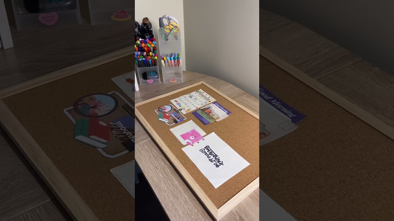 Set up my cork board with me! #aesthetic #stationery #cleaning #organization