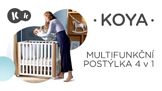 KINDERKRAFT SELECT Lesena posteljica Koya s funkcijo ograje, vključno z vzmetnico White, Premiu