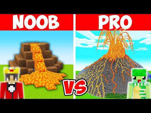 Wudo - Minecraft NOOB vs PRO: GIANT VOLCANO HOUSE BUILD CHALLENGE