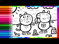 How To Draw Peppa Pig And Candy Cat For Kids Peppa Pig Friends Drawing