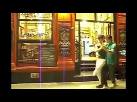 Two guys dancing El Tango de Roxanne re dubbed