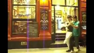 Two guys dancing El Tango de Roxanne re dubbed