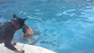 David can swim!!! No more water wings!😊