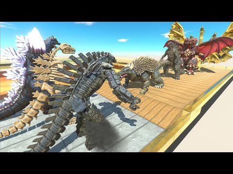 3x GODZILLA vs GHIDORAH LAVA DEATH RUN - Animal Revolt Battle Simulator