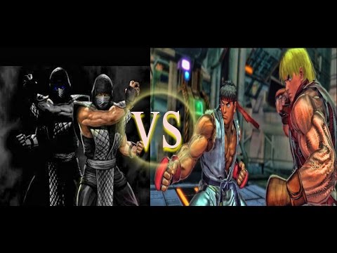 Ryu and Ken vs Noob Saibot and Smoke