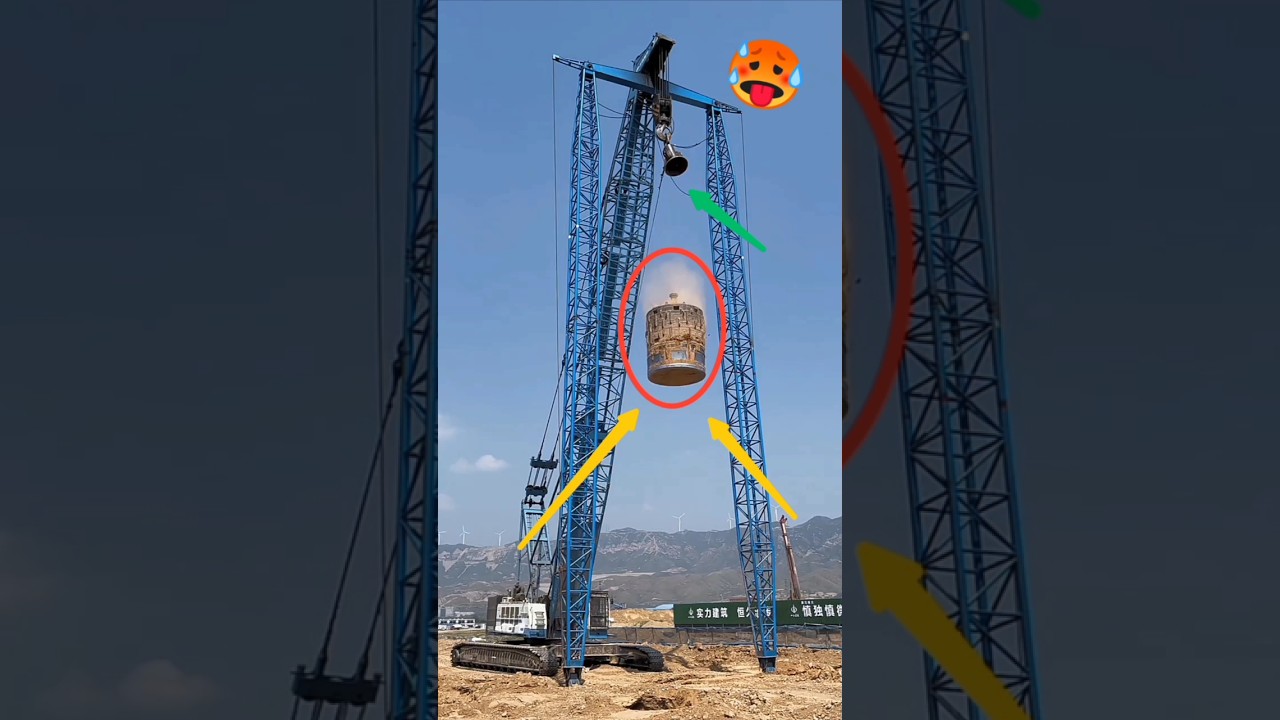 Dynamic compaction machine  😲 #machine #construction #compaction #technology #shorts