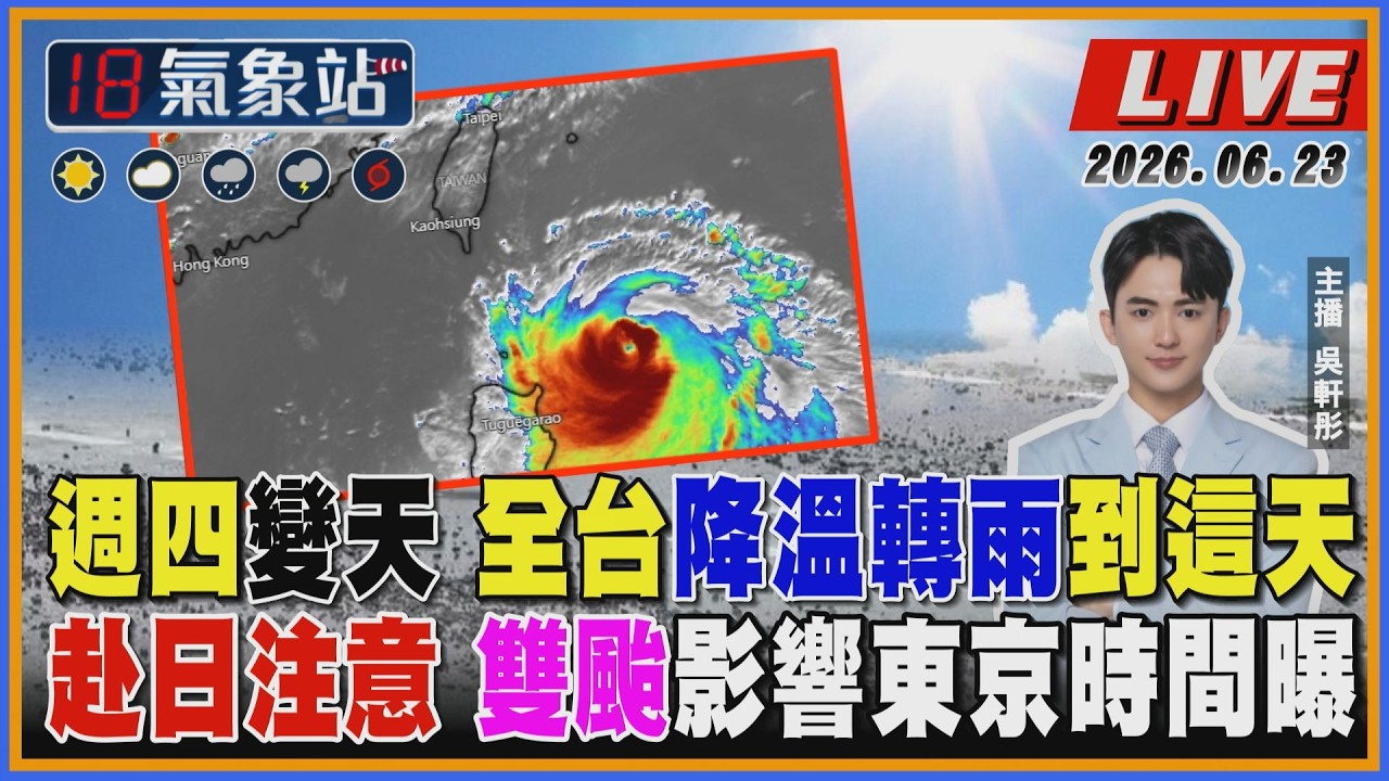 【TVBS18氣象站】週四變天 全台降溫轉雨到這天 赴日注意 雙颱影響東京時間曝