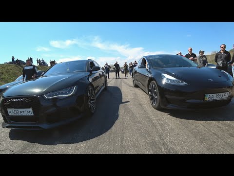 Audi RS6 stage 2 730hp vs Tesla 3 Performance 450hp