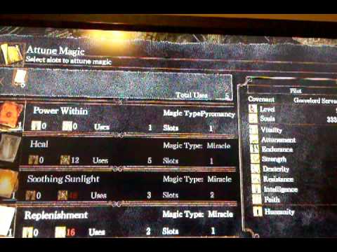 Dark Souls HOW TO EQUIP AND USE PYROMANCY, SORCERY, OR MIRACLES!!!